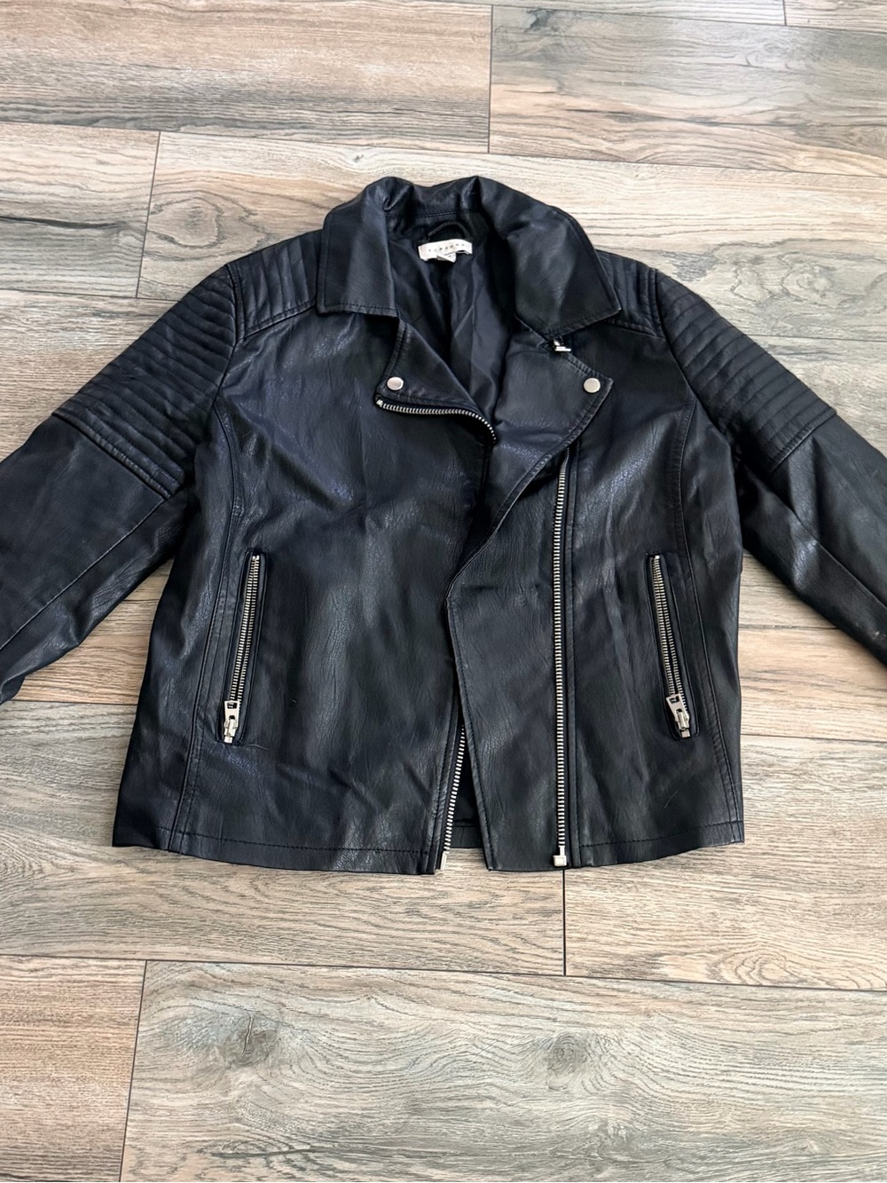 Topshop Black Faux Leather Moto Jacket
